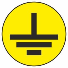 Позначення шин. "Знак заземлення" Фон жовтий. Комплект 10шт.