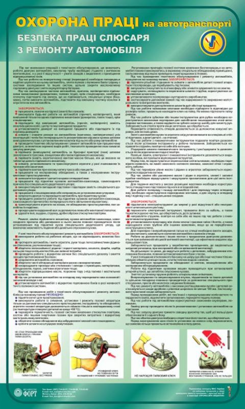 Безпека праці слюсаря з ремонту автомобіля. 0,6х1,0