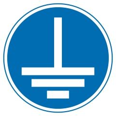 Знак обов'язкової дії. З'єднати клему заземлення із землею.