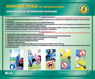 Заправляння автомобіля пальним. Охорона праці на автотранспорті. 0,6х0,5