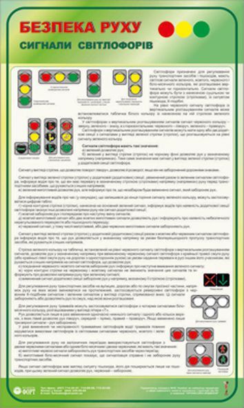 Сигнали світлофорів. Безпека руху.  0,6х1,0