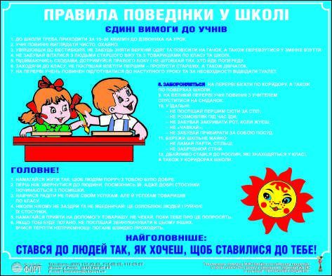 Правила поведінки у школі. 0,6х0,5