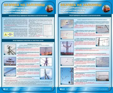 Місця підвищеної небезпеки на контактній мережі та повітрянних ліній. Безпека на залізниці. Комплект з 2-х стендів 0,6х1,0.